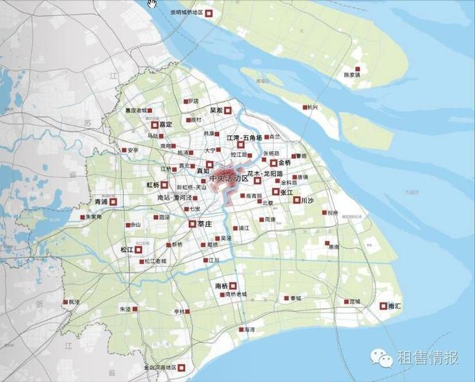 草案,上海规划了9个主城副中心,包括江湾-五角场,真如,花木-龙阳路
